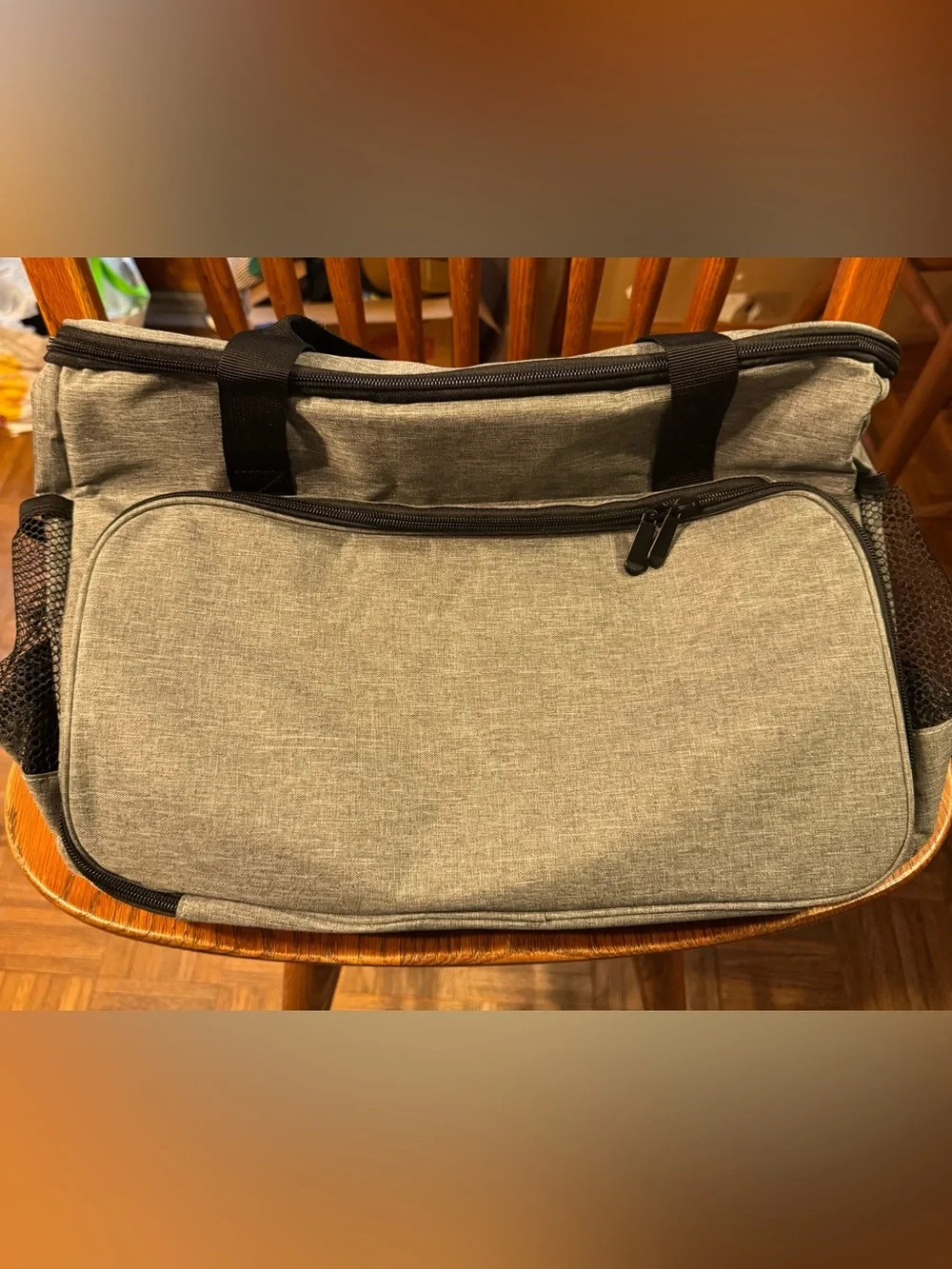 Cooler Gray Tote Bag with Black Handles Perfect for the Beach!